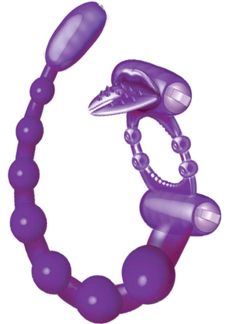 Anillo vibrador para el pene de silicona Super Xtreme Scorpion resistente al agua y morado