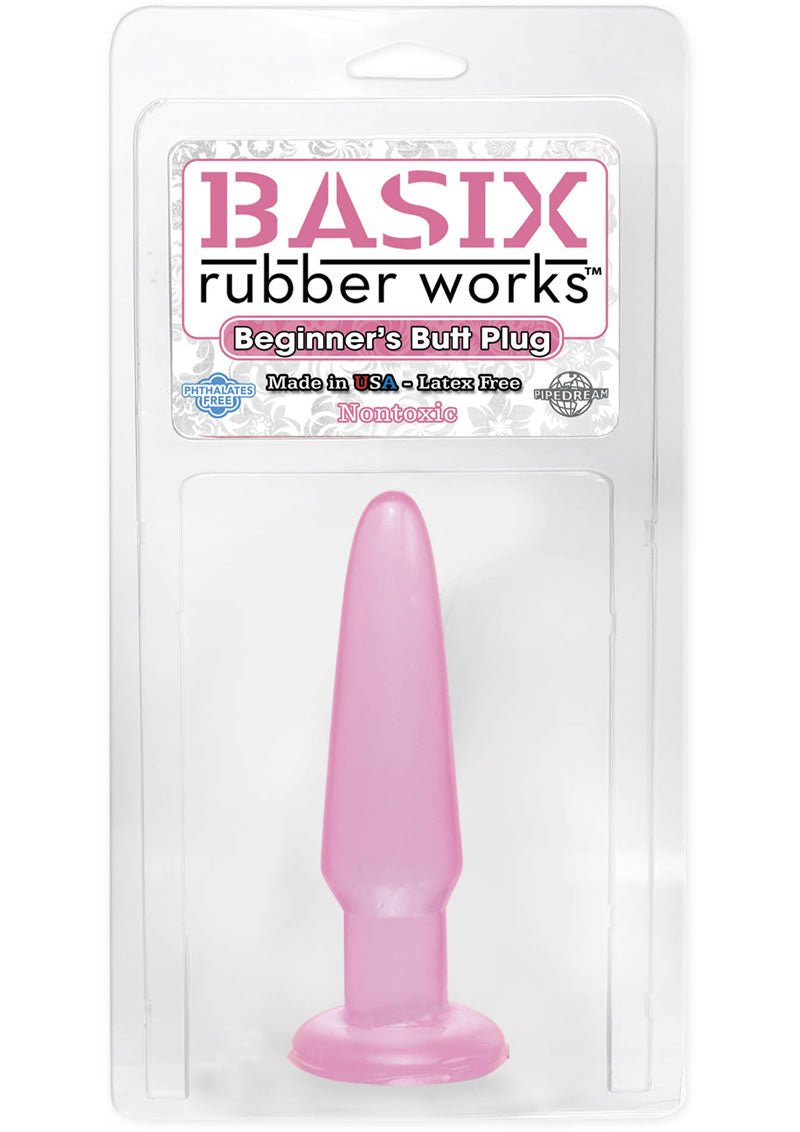 Basix Rubber Works Beginners Butt Plug Waterproof 3.75 Inch Pink