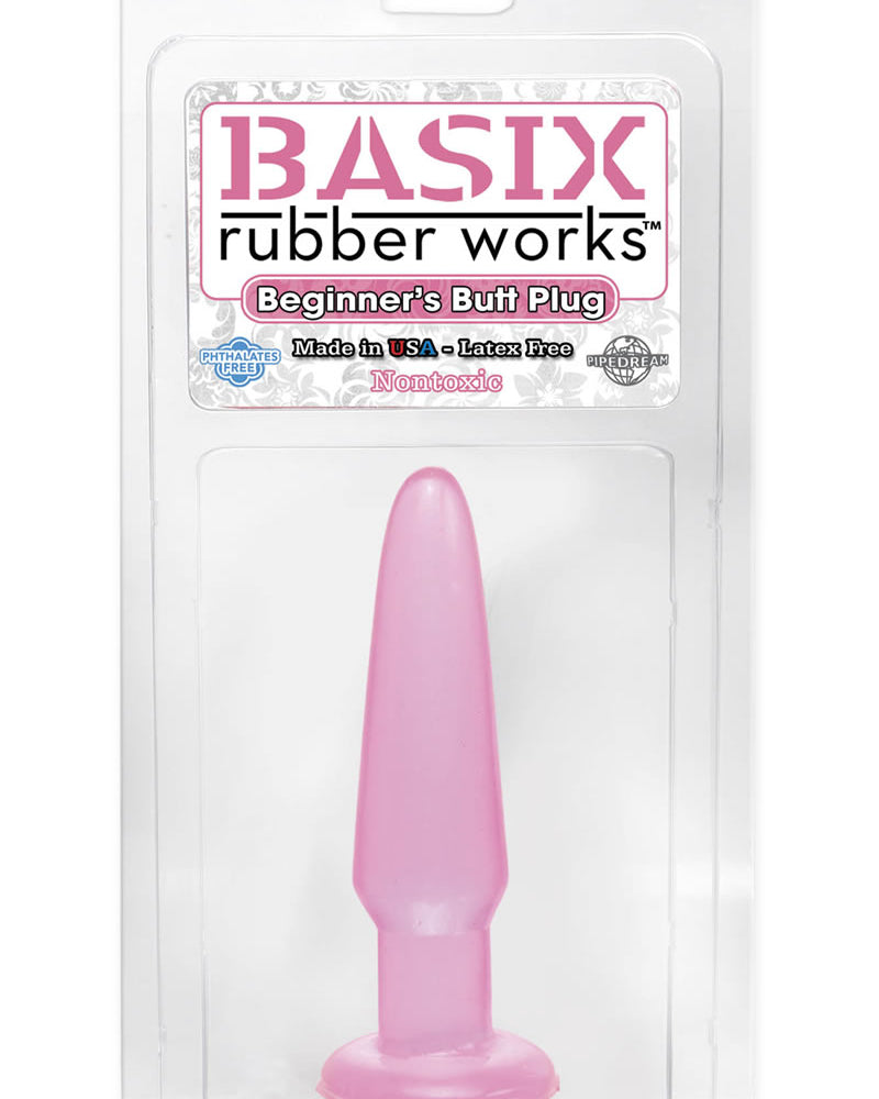 Tapón anal para principiantes Basix Rubber Works, resistente al agua, 3,75 pulgadas, color rosa