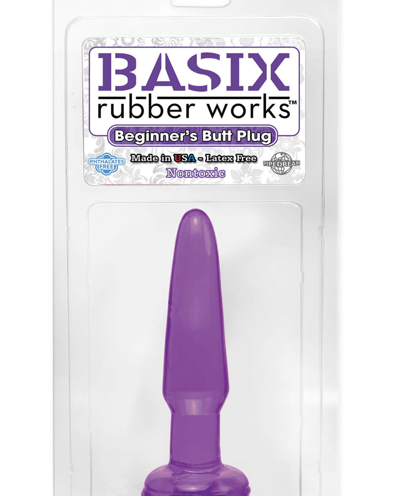 Tapón anal para principiantes Basix Rubber Works, resistente al agua, 3,75 pulgadas, color morado