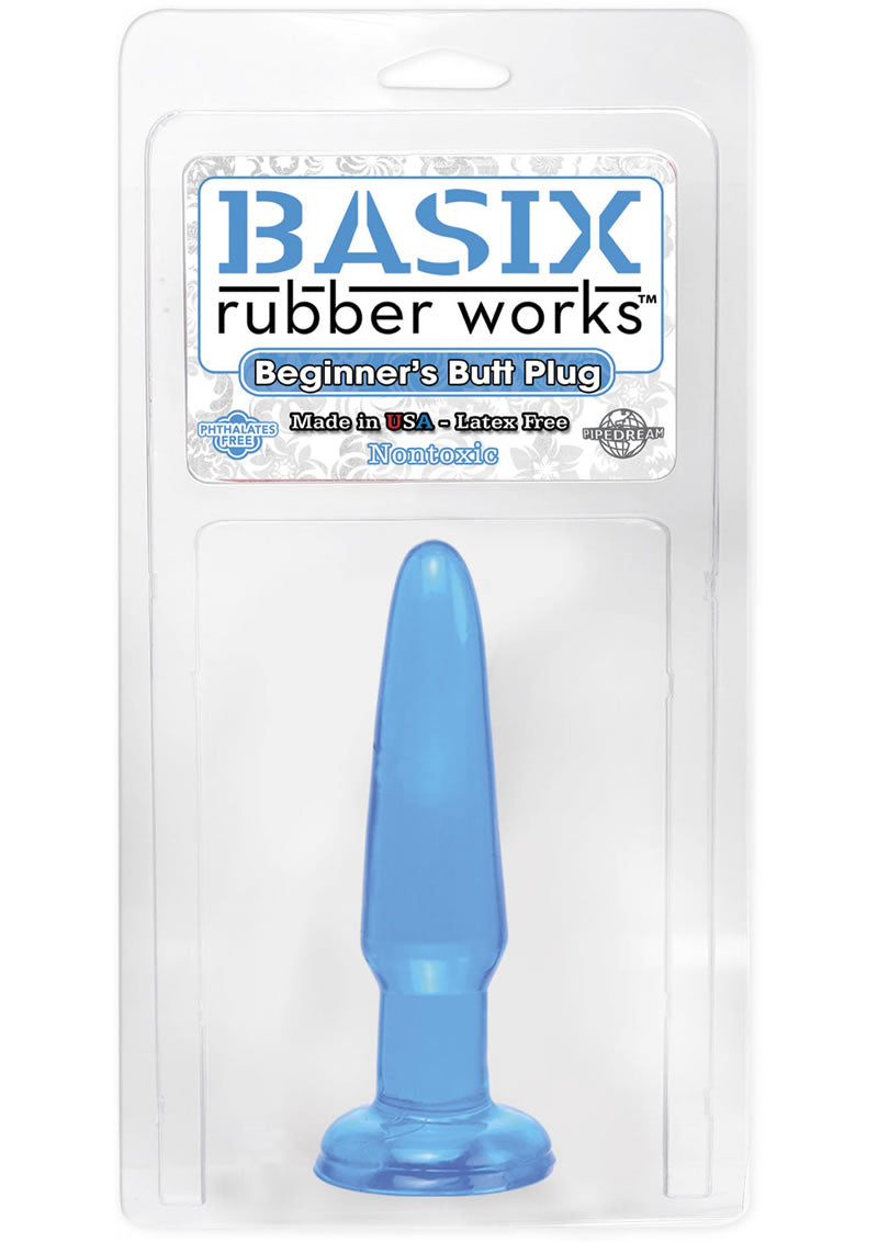 Basix Rubber Works Beginners Butt Plug Waterproof 3.75 Inch Blue