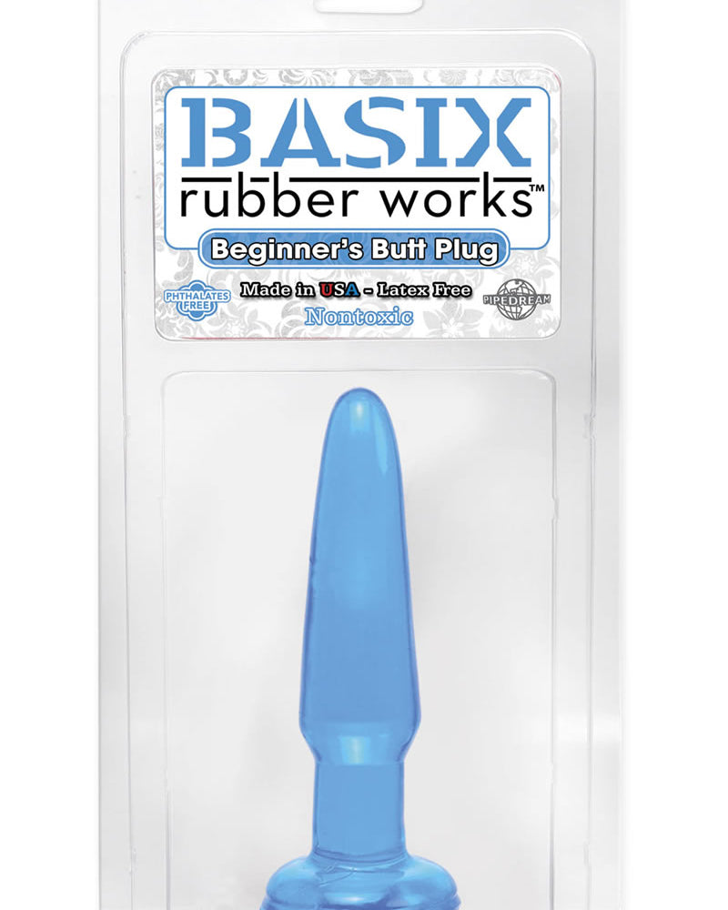Tapón anal para principiantes Basix Rubber Works, resistente al agua, 3,75 pulgadas, color azul