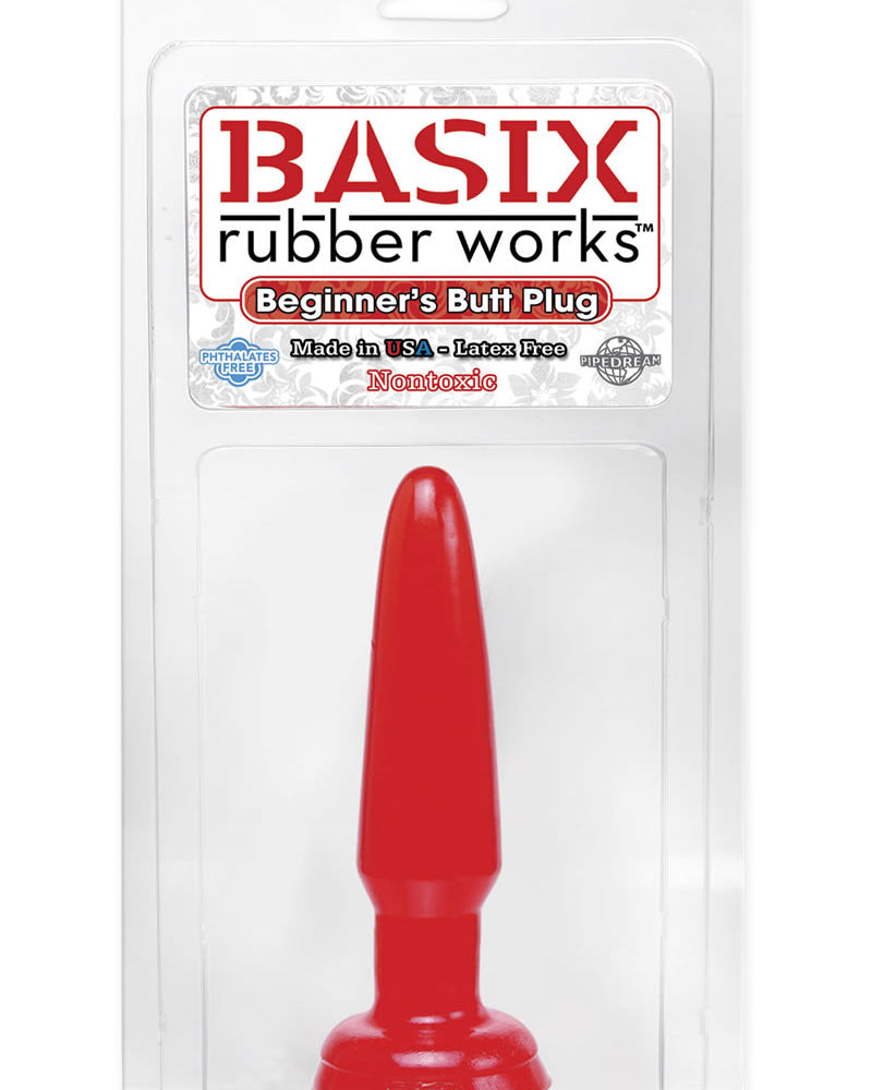 Tapón anal para principiantes Basix Rubber Works, resistente al agua, 3,75 pulgadas, color rojo