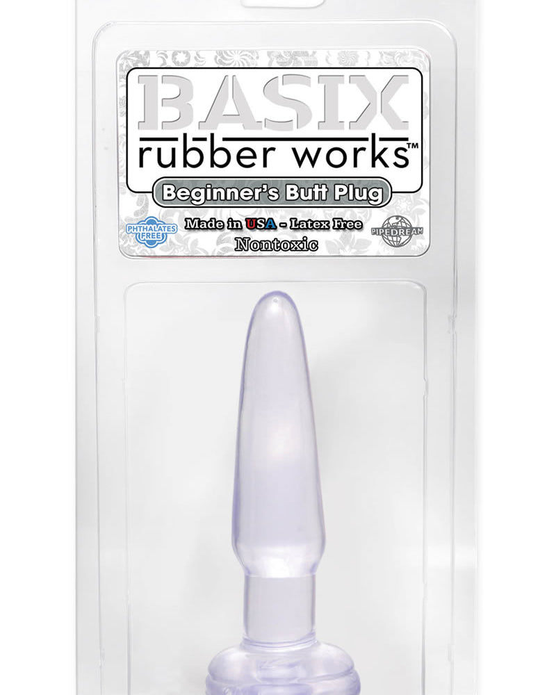 Tapón anal para principiantes Basix Rubber Works, resistente al agua, transparente, 3,75 pulgadas