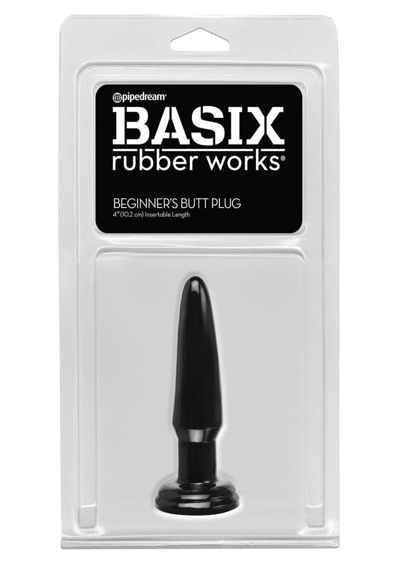 Basix Rubber Works - Beginners Butt Plug Waterproof - Black/Blue/Clear/Pink/Purple/Red