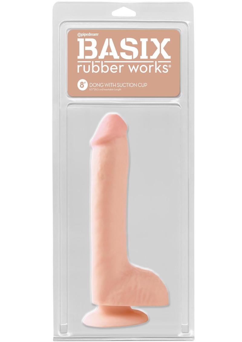 Basix Rubber Works - Pene de 8 pulgadas con ventosa, color carne