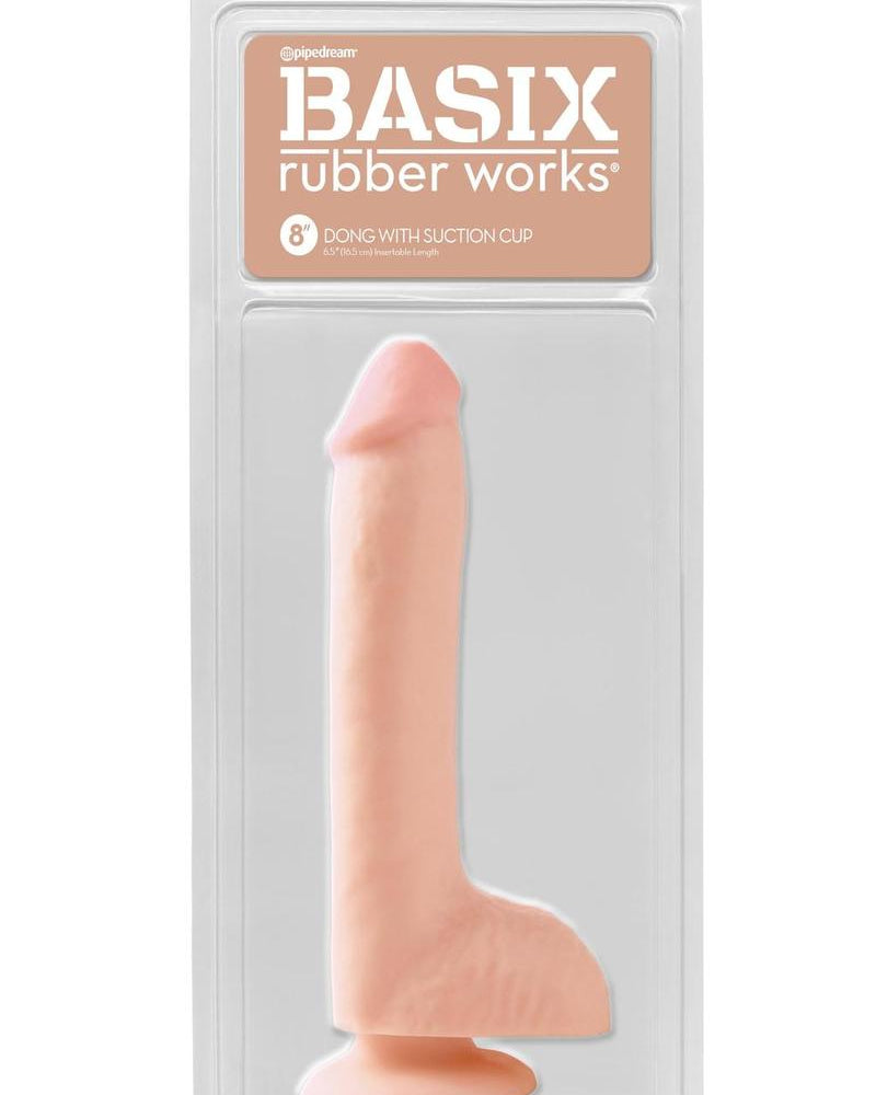 Basix Rubber Works - Pene de 8 pulgadas con ventosa, color carne