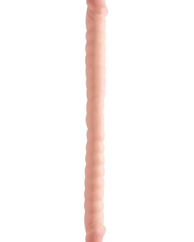 Basix Rubber Works 18 Inch Ribbed Double Dong Waterproof Flesh