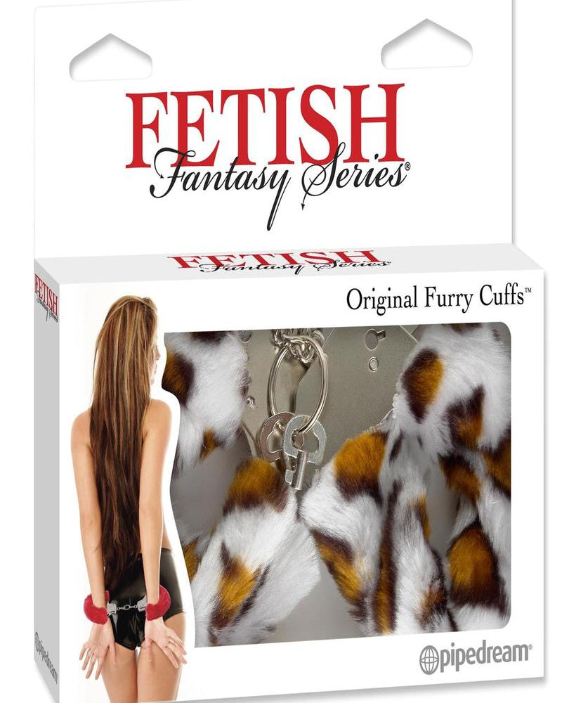 Esposas peludas de fantasía fetichista con estampado de leopardo