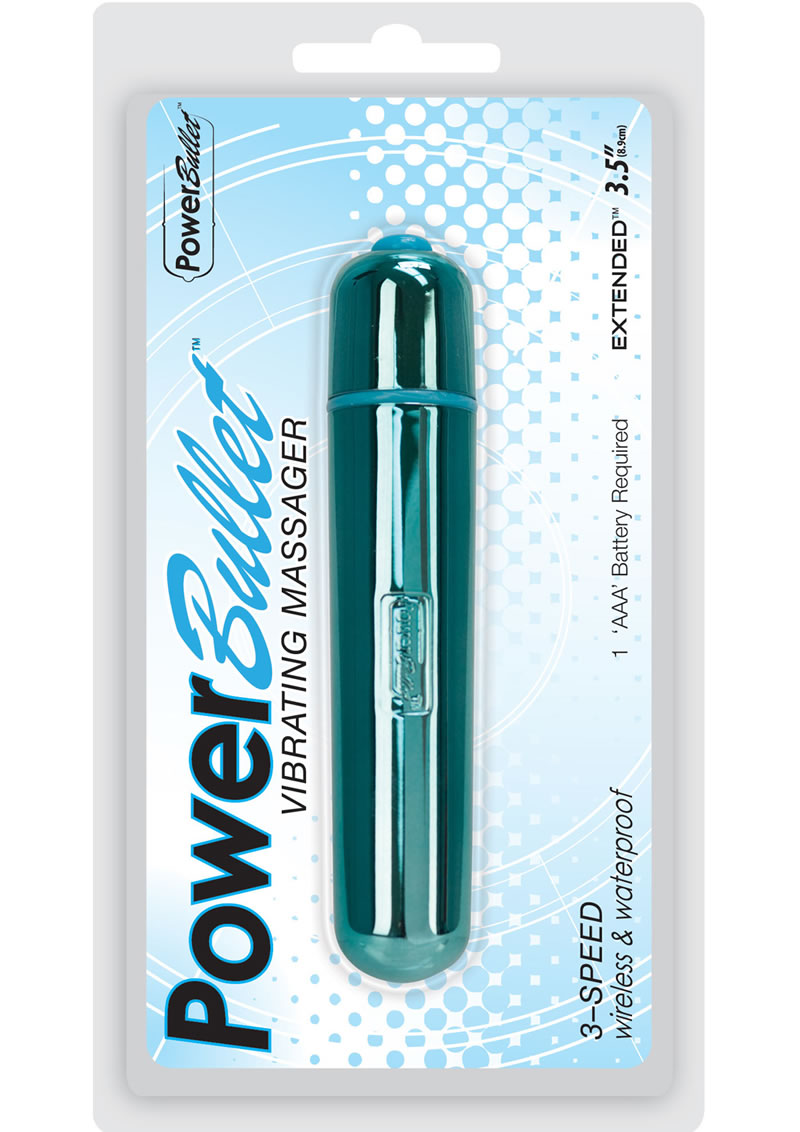 Power Bullet Extended - Bala metálica resistente al agua de 3,5 pulgadas, color verde azulado