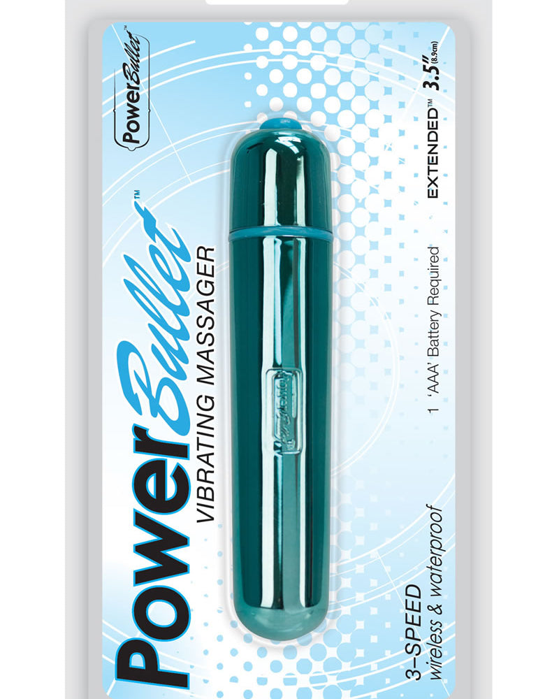 Power Bullet Extended - Bala metálica resistente al agua de 3,5 pulgadas, color verde azulado