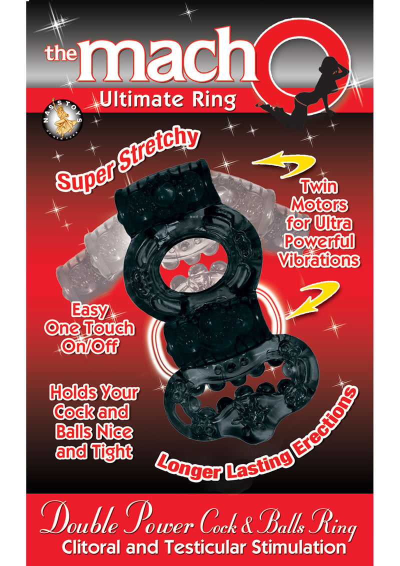 Macho Double Power Cock & Balls Ring Black