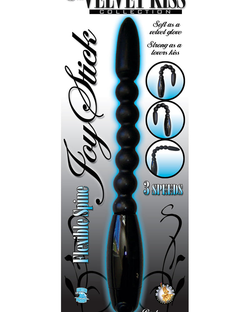 Joy Stick de la colección Velvet Kiss con eje flexible, resistente al agua, 7 pulgadas, color negro