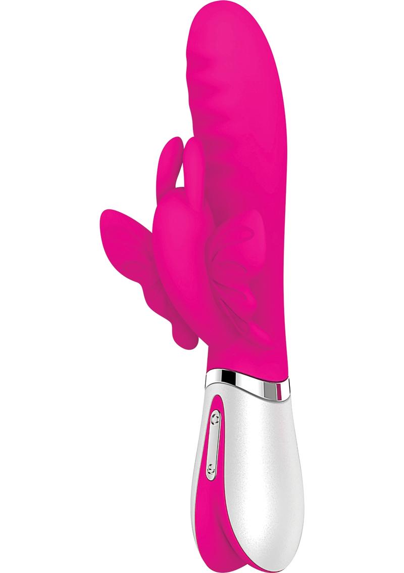 Vibrador de silicona recargable Wings of Desire, resistente al agua, color rosa, 7,75 pulgadas