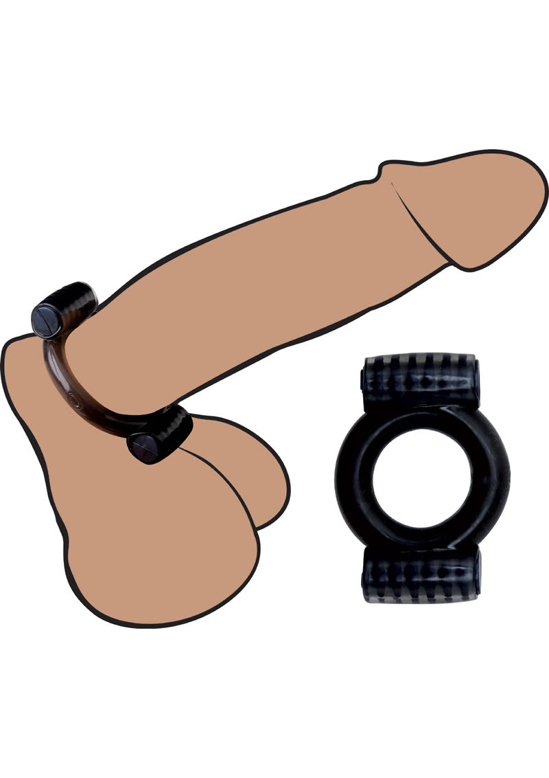 Adam male Toys - Cock Combo Vibrating Ring - Black