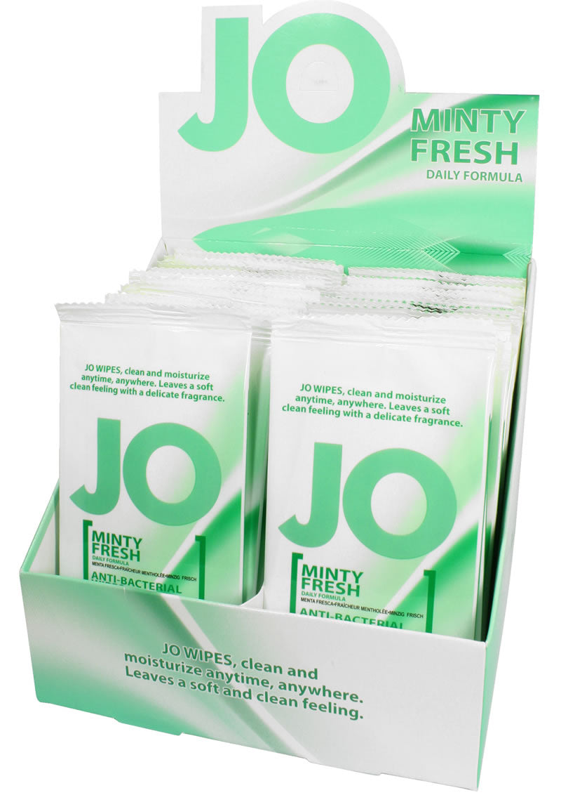 Toallitas húmedas Jo Wipes Minty Fresh, paquete de 100 unidades por expositor