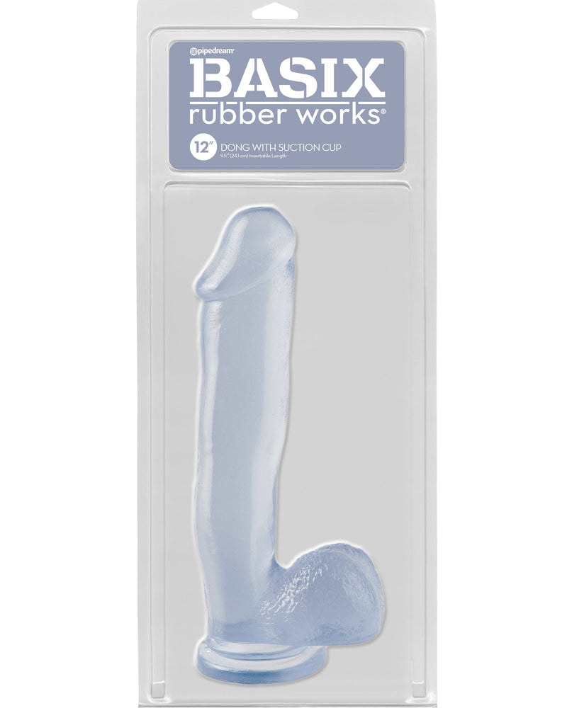 Basix Rubber Works 12 Inch Dong With Suction Cup - Clear