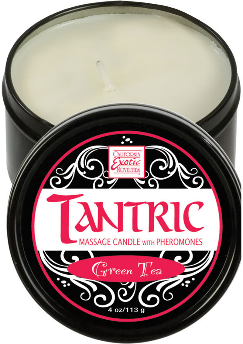 Tantric Massage Candle with Pheromones White Green Tea