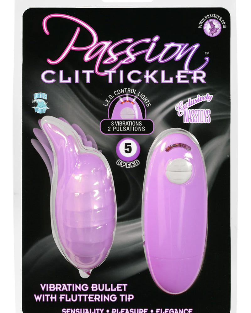 Bala vibradora Passion Clit Tickler con punta vibrante, 5 velocidades, resistente al agua, color lavanda