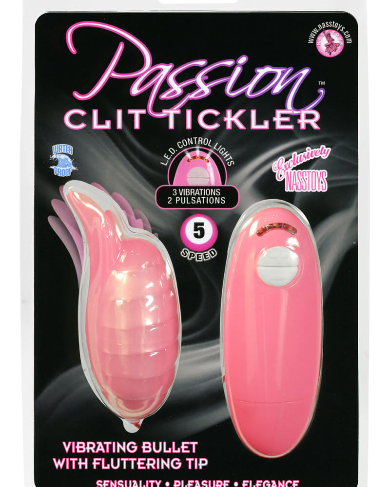 Bala vibradora Passion Clit Tickler con punta vibrante, 5 velocidades, resistente al agua, color rosa