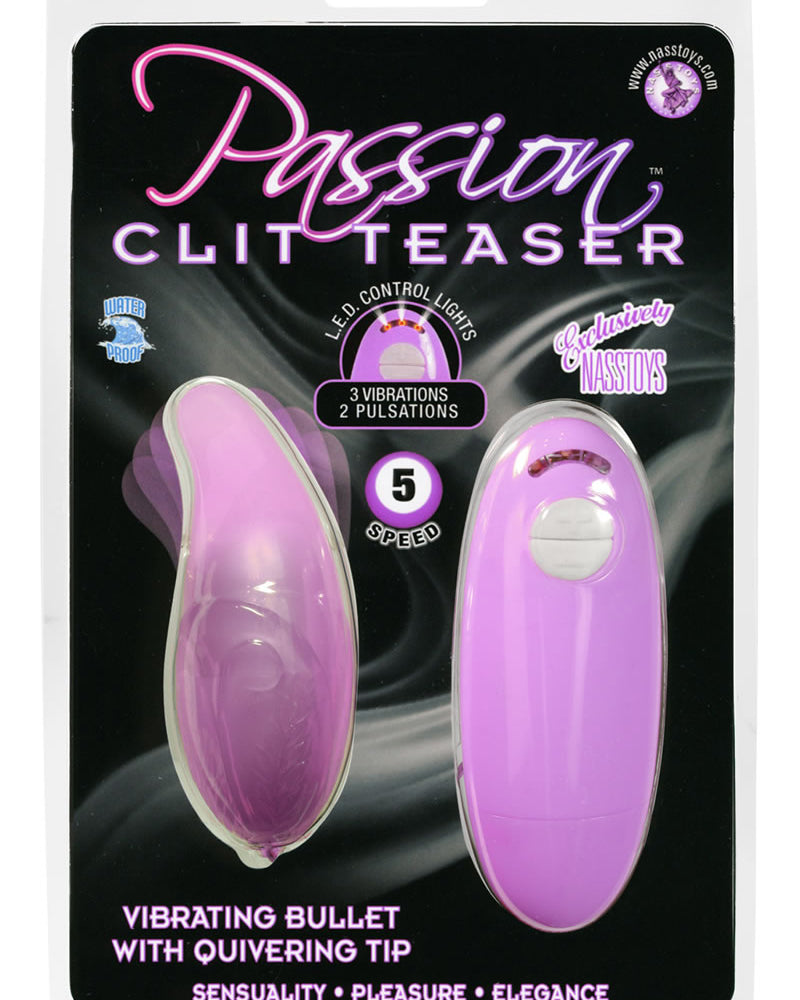 Bala vibradora Passion Clit Teaser con punta vibrante, 5 velocidades, resistente al agua, color lavanda