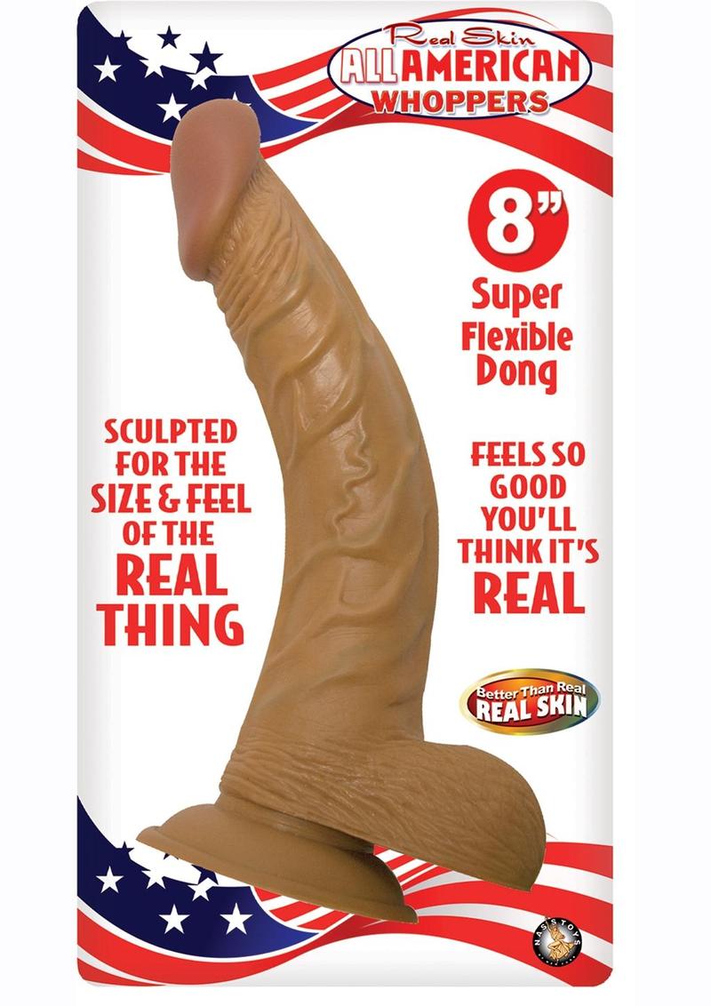 Real Skin Latin American Whoppers Dong With Balls 8 Inch Brown