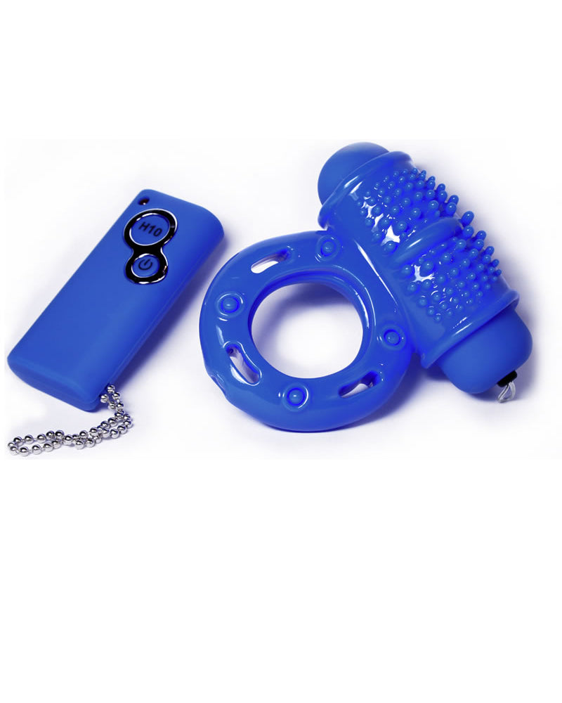 Anillo para el pene inalámbrico con control remoto Hero, resistente al agua, color azul