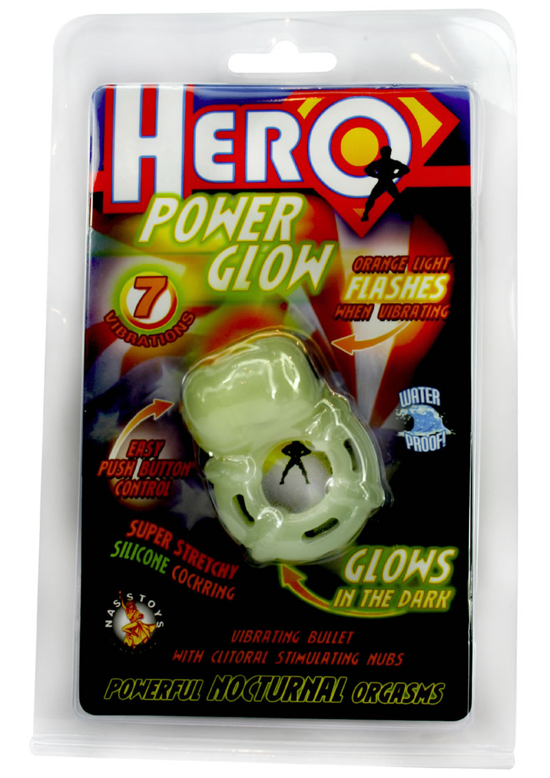 Anillo para el pene Hero Power Glow que brilla en la oscuridad, resistente al agua, color verde