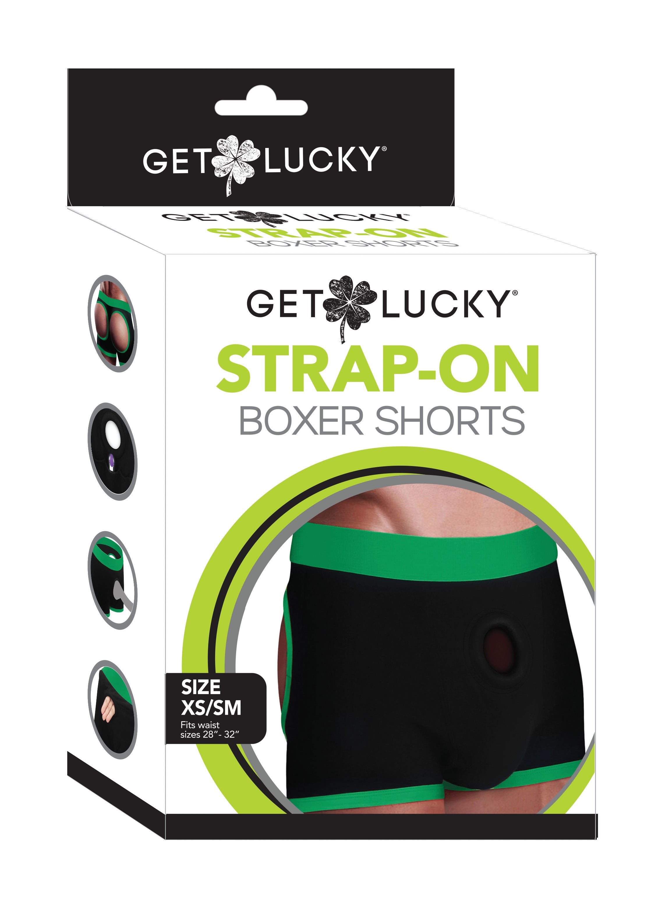 Get Lucky Strap on Boxer Shorts - Xsmall-Small - Green/black