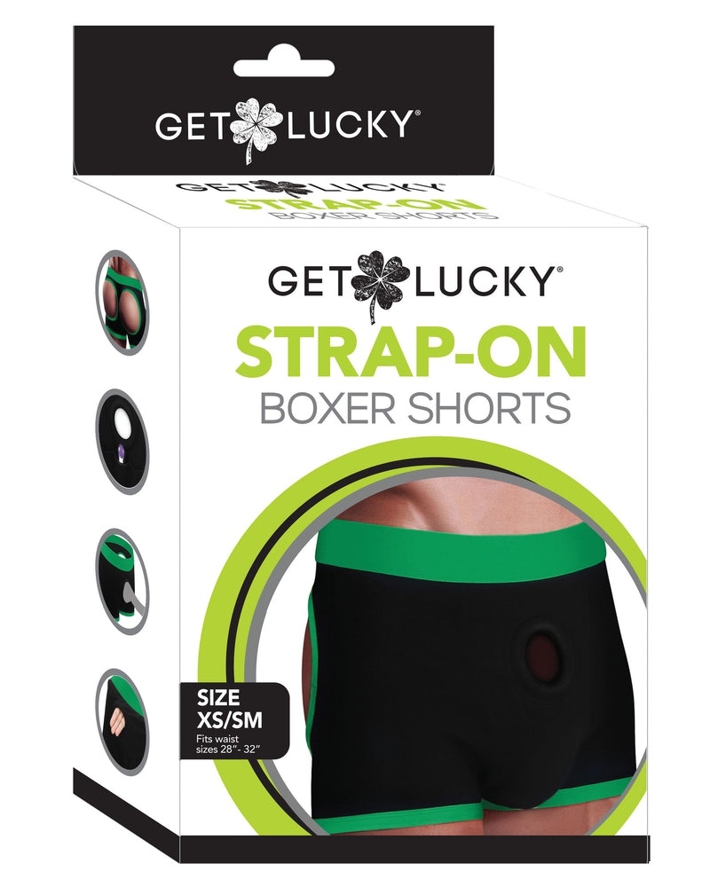 Get Lucky Strap on Boxer Shorts - Xsmall-Small - Green/black
