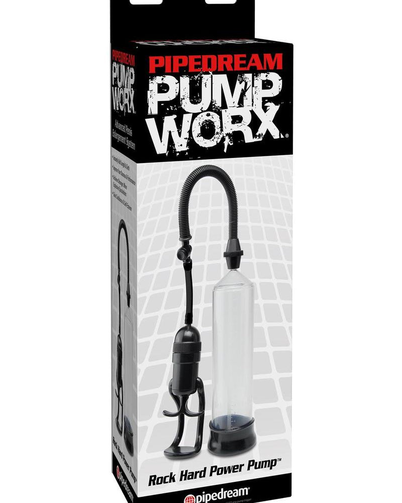 Bomba de potencia Rock Hard de Pump Worx con anillo para el pene