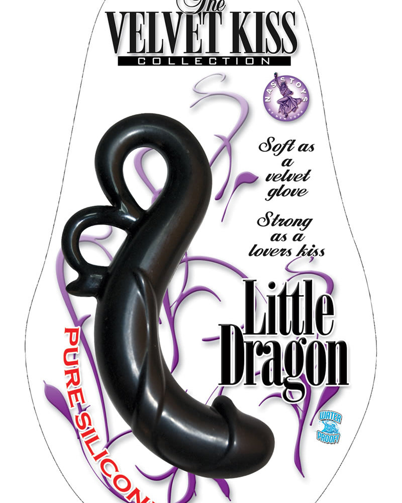 Pene de silicona impermeable Little Dragon de la colección Velvet Kiss de 5,25 pulgadas y color negro