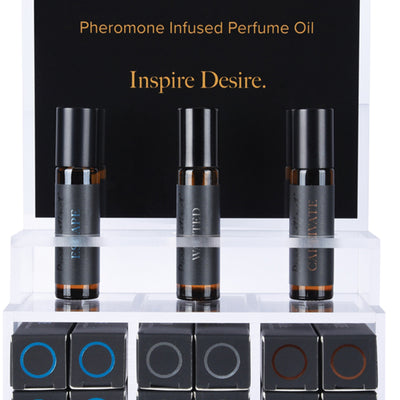 "Pure Instinct Pheromone Infused Perfume Oil Men Acrylic Cube Display with Testers (22 Pcs) PIN4100-99"