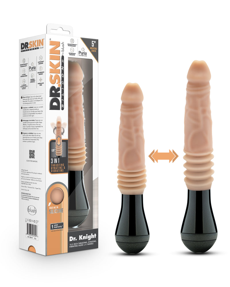 Dr. Skin Silicone - Dr. Knight - Thrusting Gyrating Vibrating Dildo - Beige