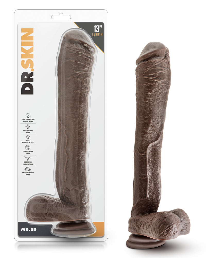 Dr. Skin Mr. Ed 13 Inch Dildo with Suction Cup - Chocolate
