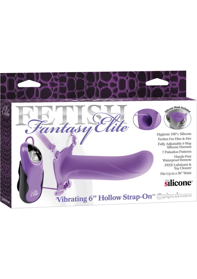 Fetish Fantasy Elite Vibrating Hollow Strap On 6 Inch Purple