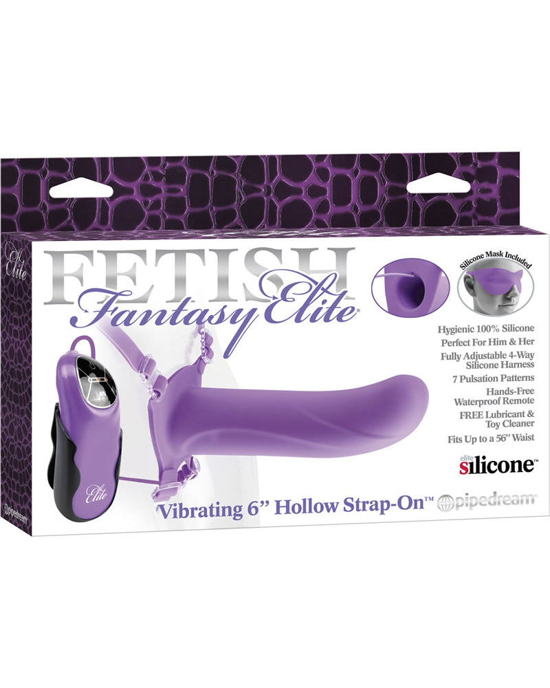 Fetish Fantasy Elite Vibrating Hollow Strap On 6 Inch Purple