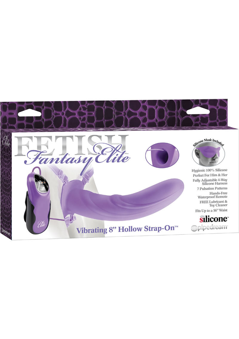 Fetish Fantasy Elite Vibrating Hollow Strap On 8 Inch Purple