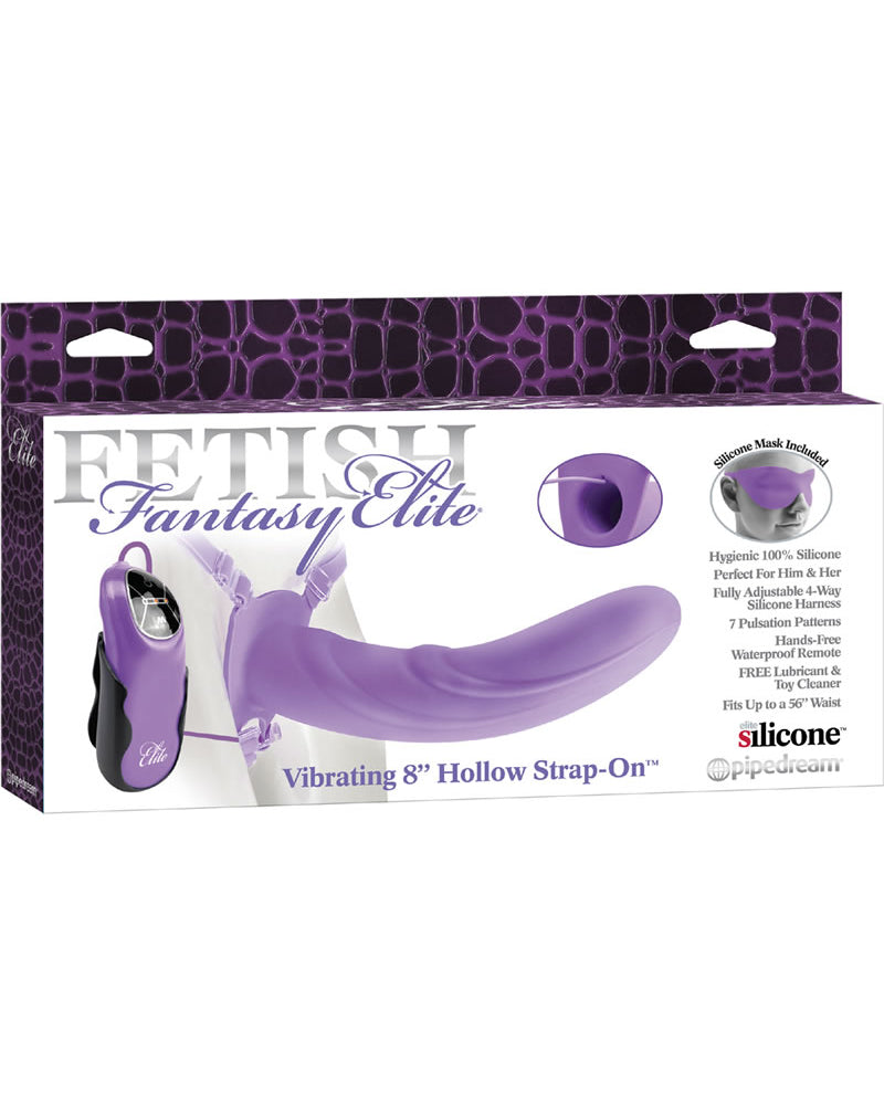 Fetish Fantasy Elite Vibrating Hollow Strap On 8 Inch Purple