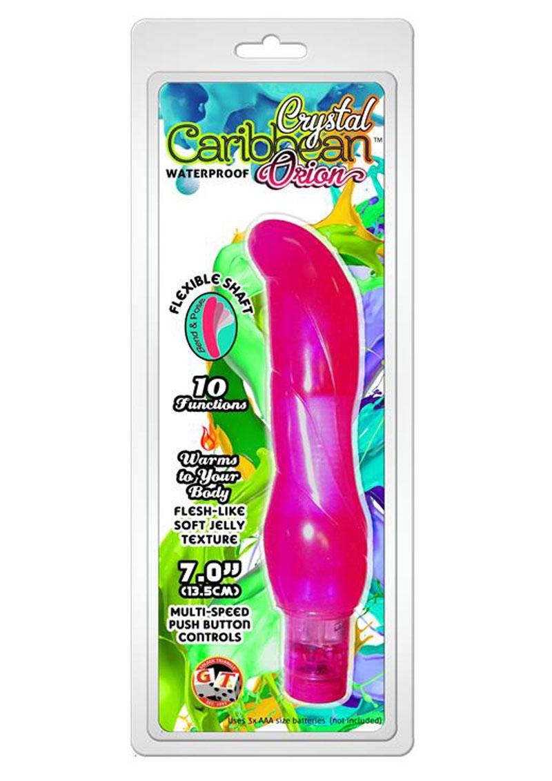 Vibrador Jelly Caribbean número 8 resistente al agua de 7 pulgadas color rosa