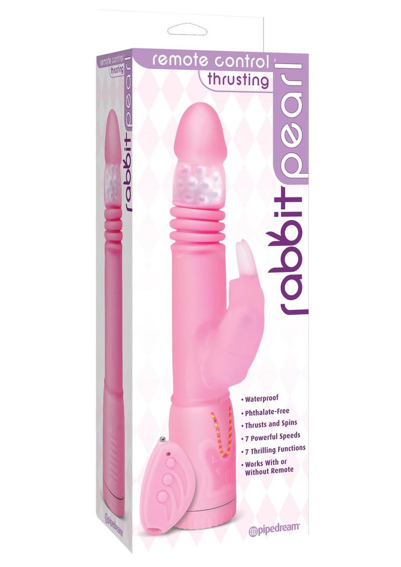 Remote Control Thrusting Rabbit Pearl Vibrator 10.25 Inch Pink