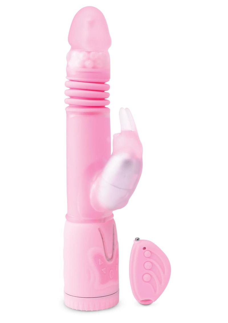 Remote Control Thrusting Rabbit Pearl Vibrator 10.25 Inch Pink