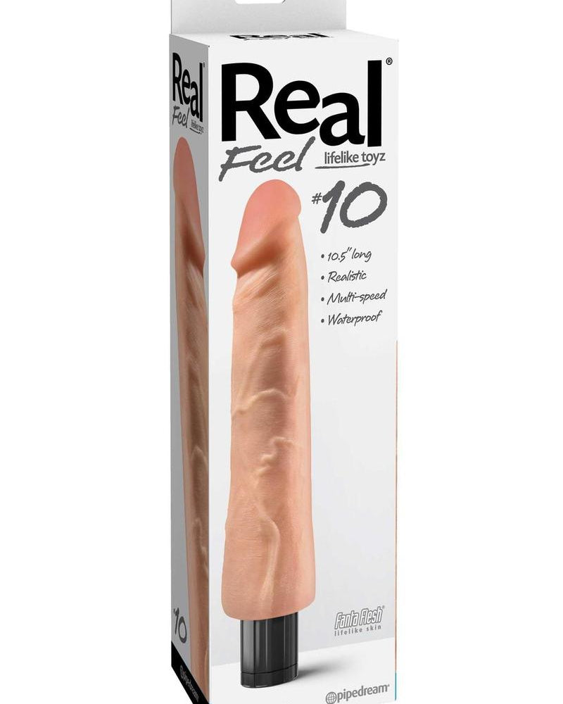 Vibrador realista Real Feel Lifelike Toyz Number 10, resistente al agua, color carne, 10 pulgadas