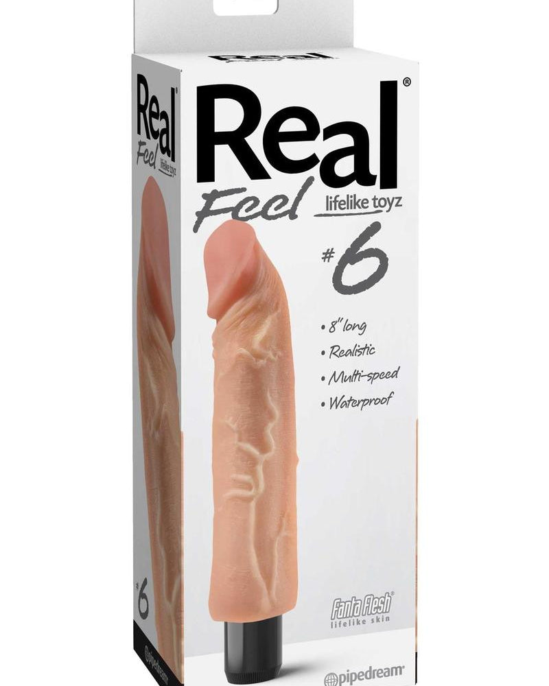 Vibrador realista Real Feel Lifelike Toyz Number 6, resistente al agua, color carne, 7,5 pulgadas