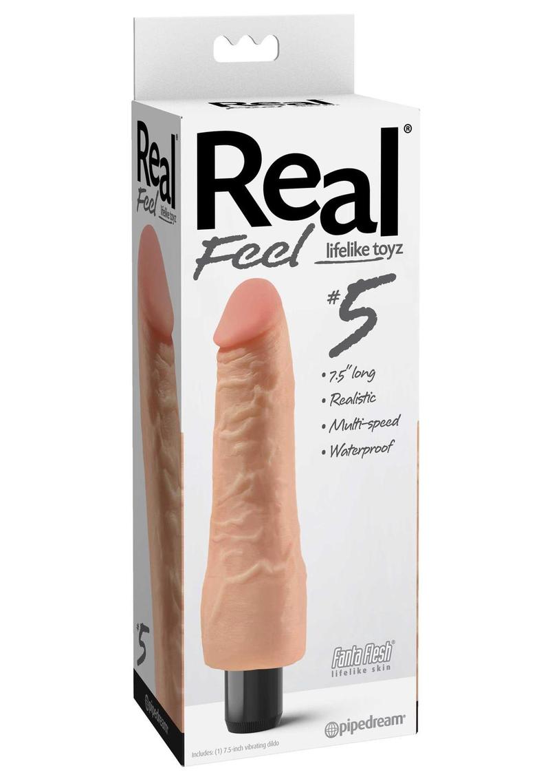 Real Feel Lifelike Toyz Number 5 Realistic Vibrator Waterproof Flesh 7.5 Inch