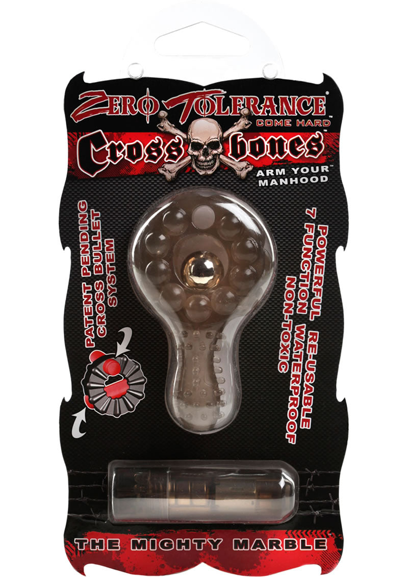 Zero Tolerance Cross Bones The Mighty Marble Cock Ring With Single Bullet Waterproof Smoke