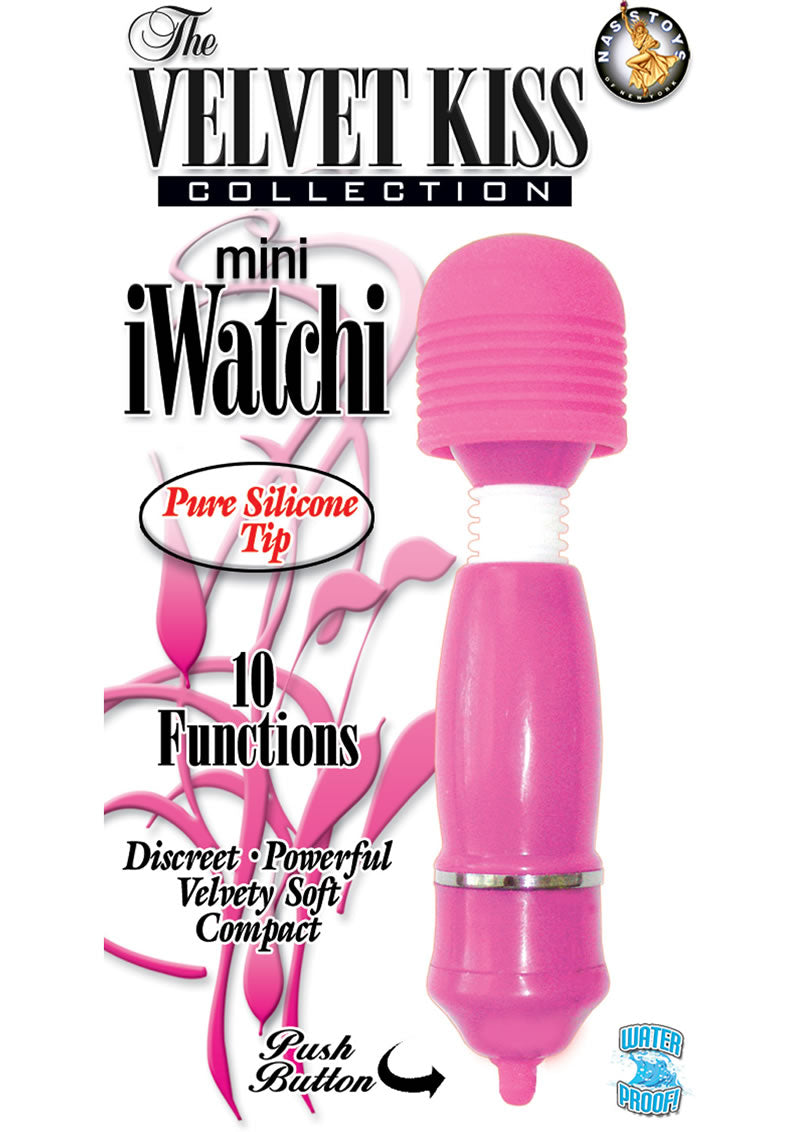Mini masajeador con punta de silicona iWatchi de The Velvet Kiss Collection, resistente al agua, color rosa