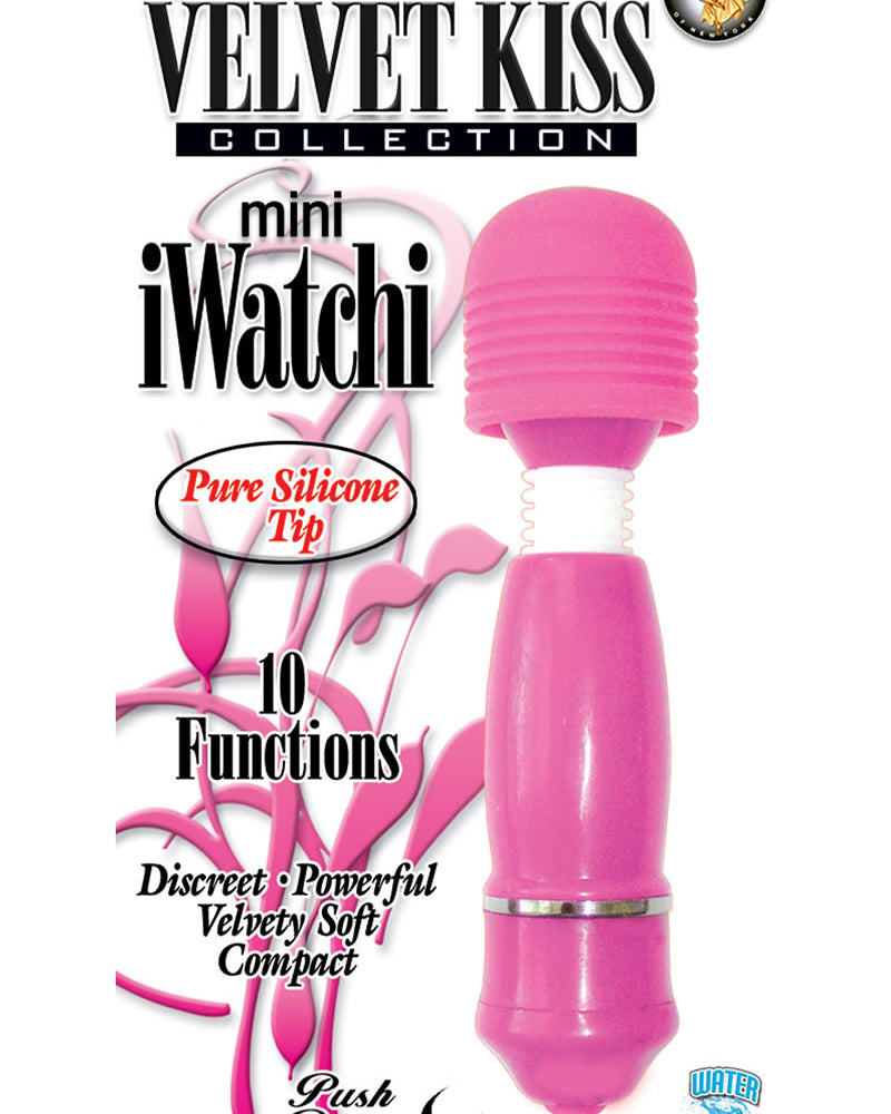 Mini masajeador con punta de silicona iWatchi de The Velvet Kiss Collection, resistente al agua, color rosa