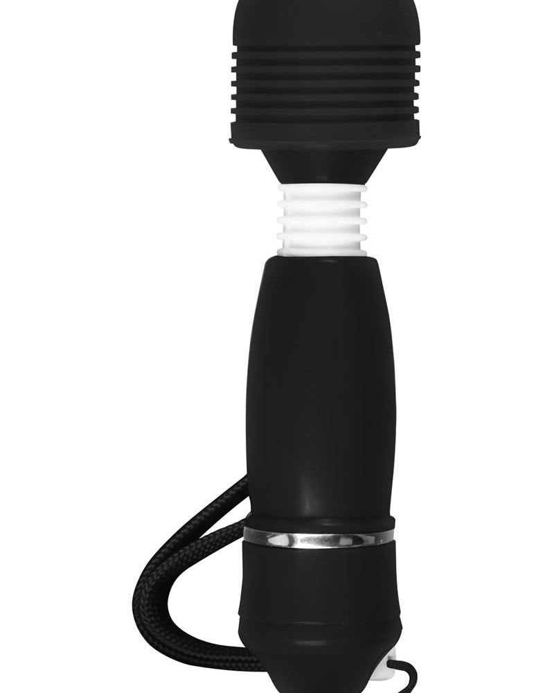 Mini masajeador con punta de silicona iWatchi de The Velvet Kiss Collection, resistente al agua, color negro
