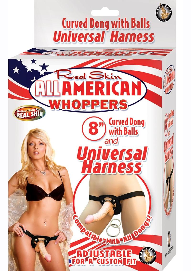 Pene de piel auténtica All American Whoppers con arnés universal de 8 pulgadas de piel
